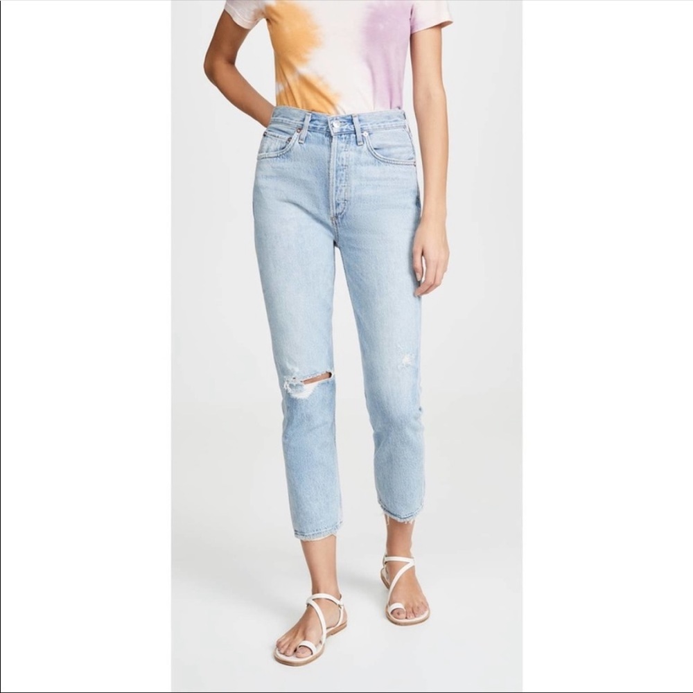 NEW Agolde Riley Ripped High Rise Jeans Size 32 - Picture 4 of 12